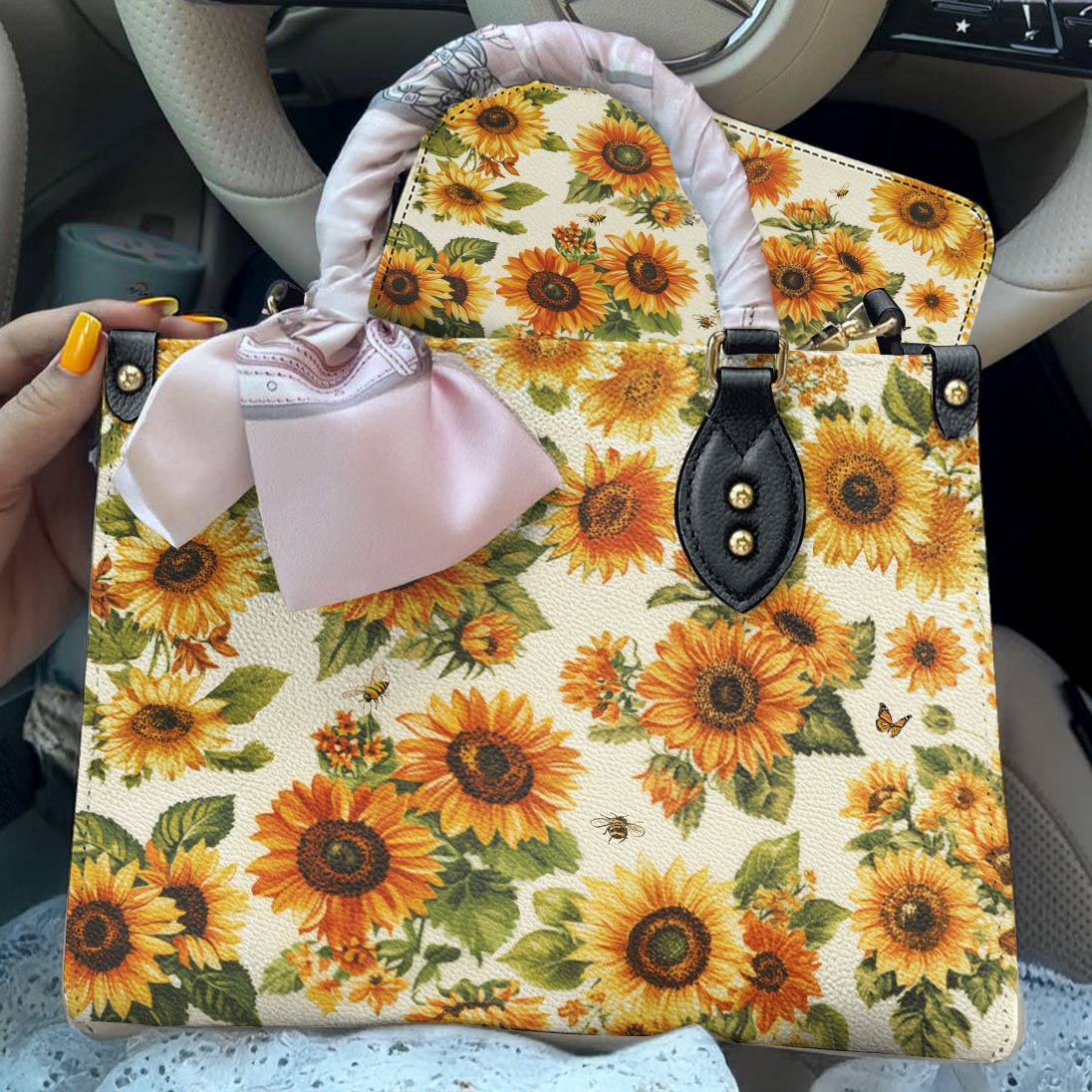 Leather Bag Sunflower Soul