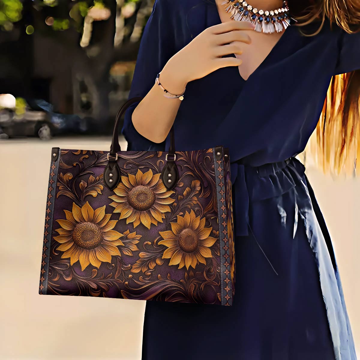 Leather Bag Sunflower Hope Love