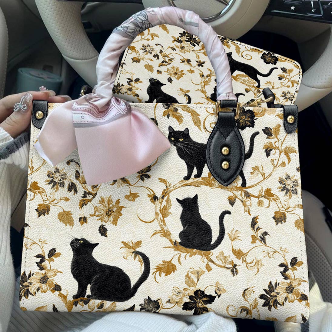 Leather Bag Midnight Black Cats