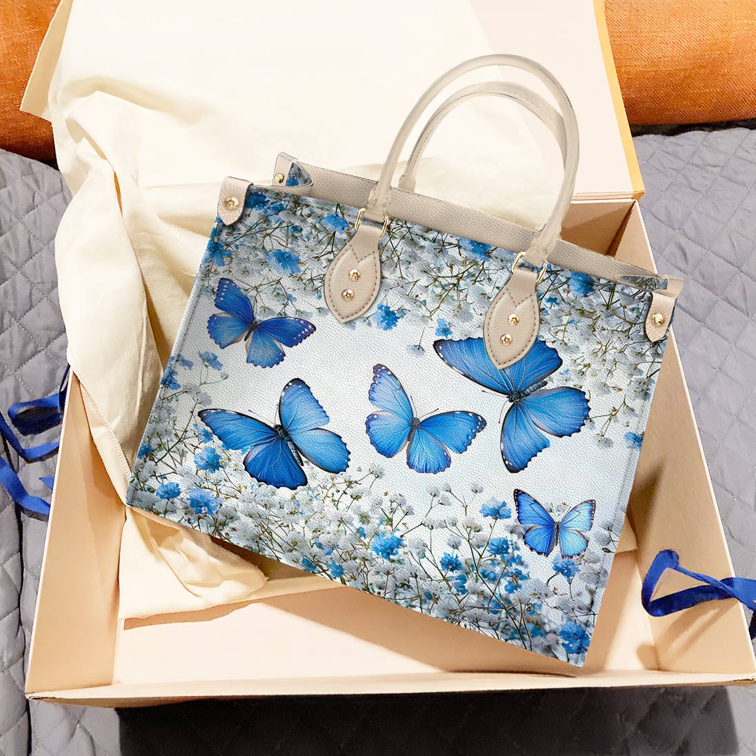 Butterfly Leather Bag Morning Sky