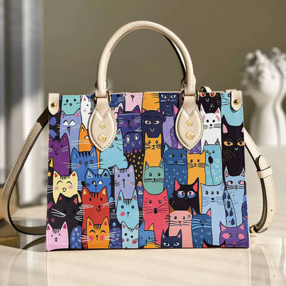 Leather Bag Colorful Cat Parade