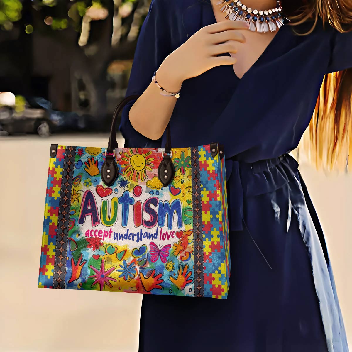 Leather Bag Autism Accept Understand Love