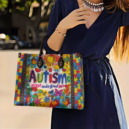 Leather Bag Autism Accept Understand Love