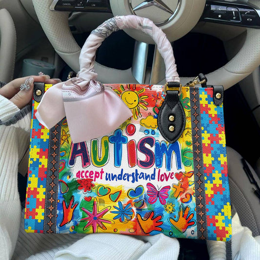 Leather Bag Autism Accept Understand Love