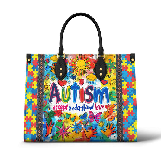 Leather Bag Autism Accept Understand Love