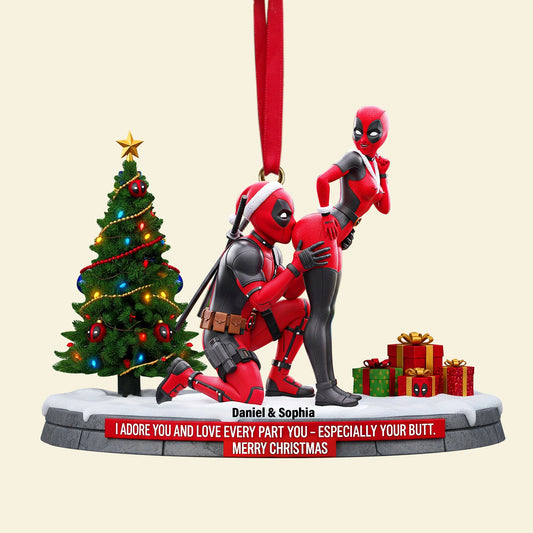 Funny Red Masked Couple Ornament - Personalized Gifts For Couple