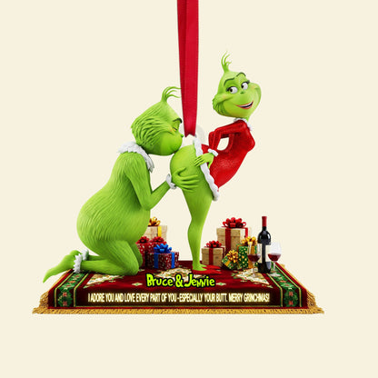 I Adore You - Personalized Christmas Gifts - Green Monster Couple Ornament