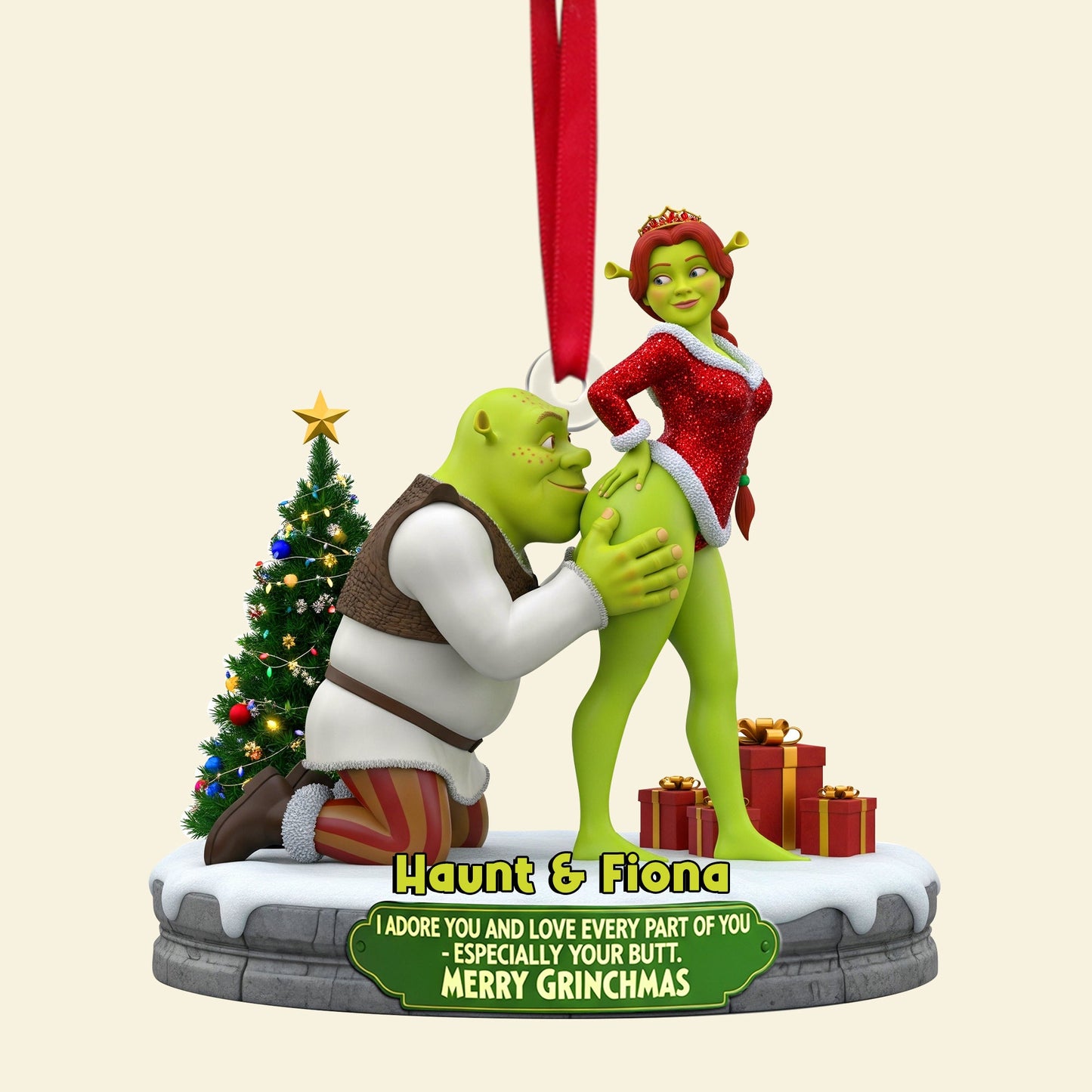 Cheeky Kisses Couple Ornament - Personalized Christmas Gifts For Couple