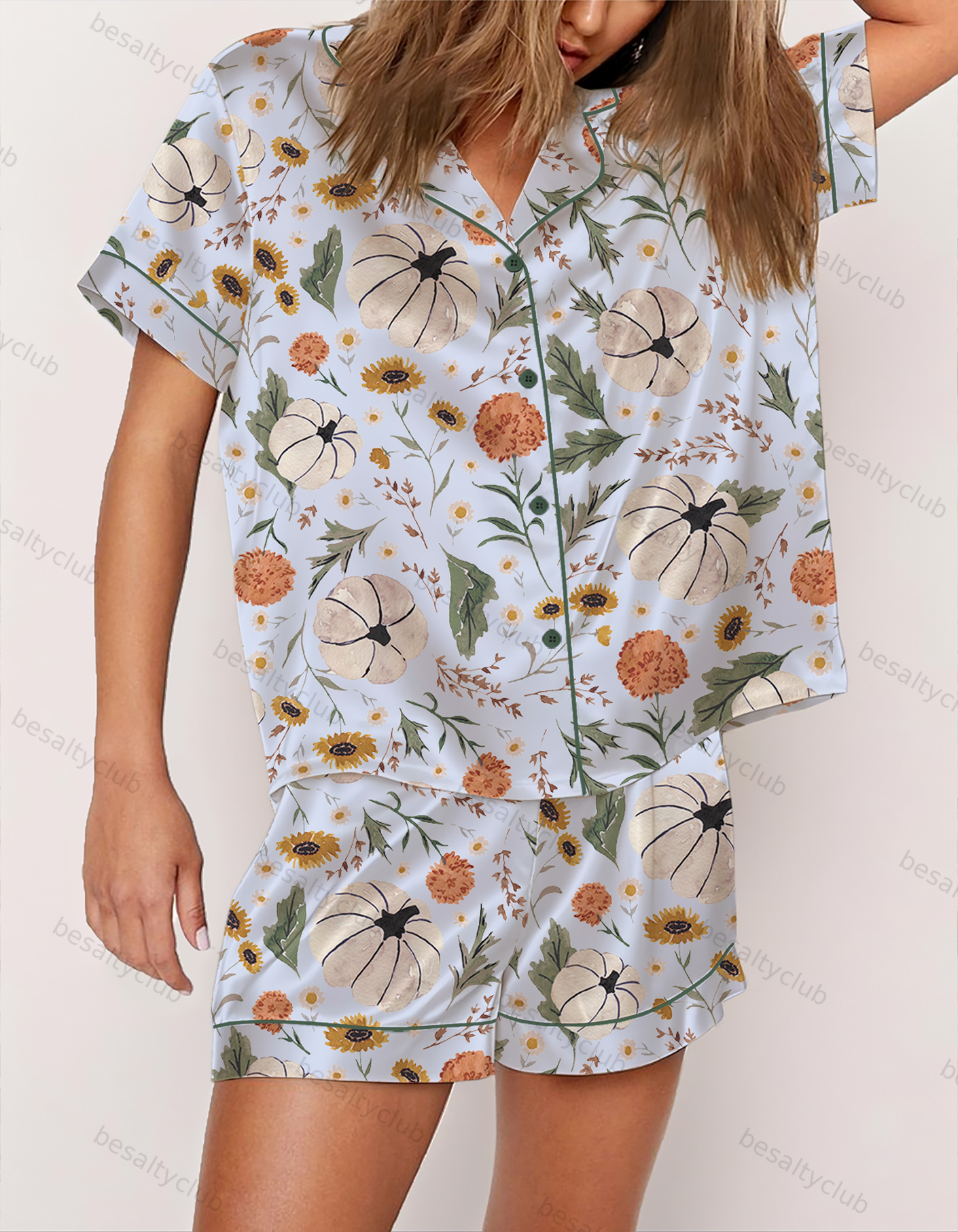 Boho Fall Watercolor Satin Pajama Set