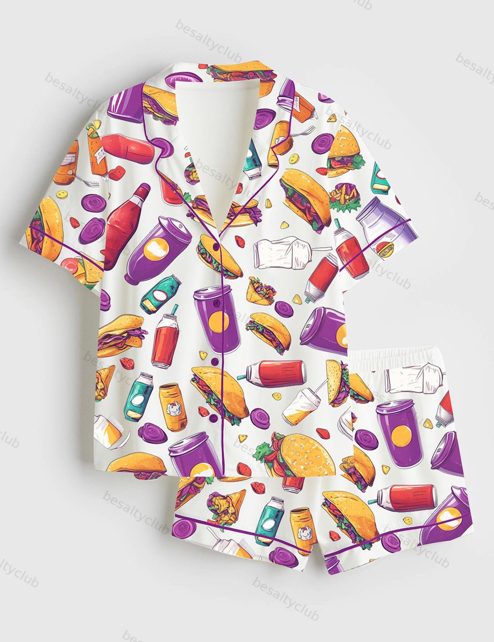 Taco Short Sleeve Satin Pajama Set
