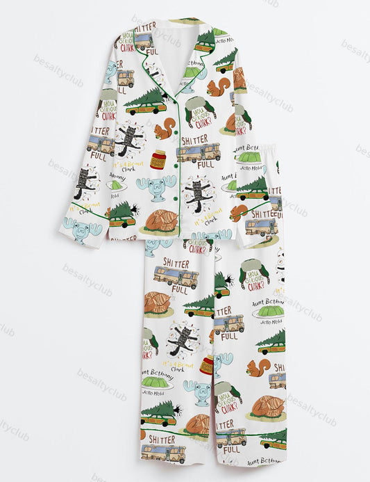 It's A Beaut Clark Christmas Vacation Long Sleeve Satin Pajama Set
