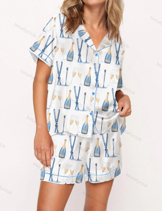 Apres Ski Champagne Satin Pajama Set