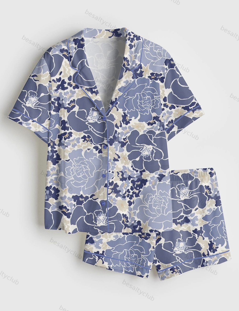 Floral Beats Bright Short Sleeve Satin Pajama Set