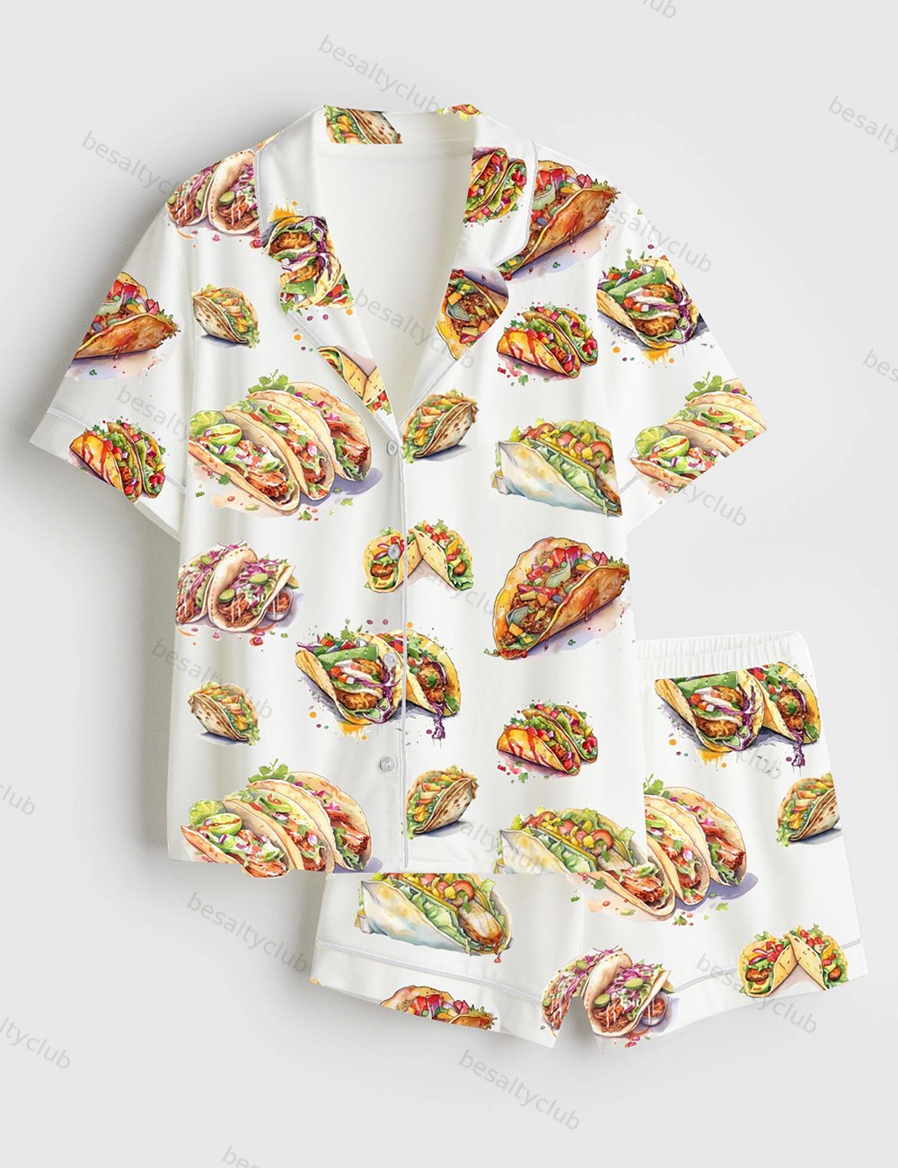 Tacos Mexican Foods Short Sleeve Satin Pajama Set