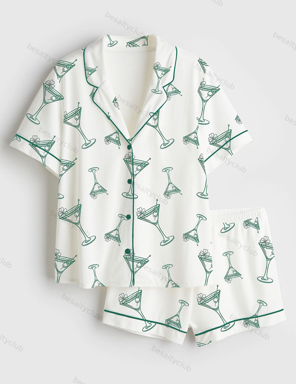 A Tini Bit Irish St. Patrick's Day Retro Irish Vibes Short Sleeve Satin Pajama Set