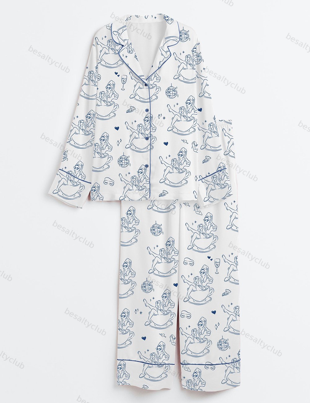 Girls Gone Mild Bachelorette Slumber Party Bachelorette Spa Day Bach Part Print Long Sleeve Satin Pajama Set