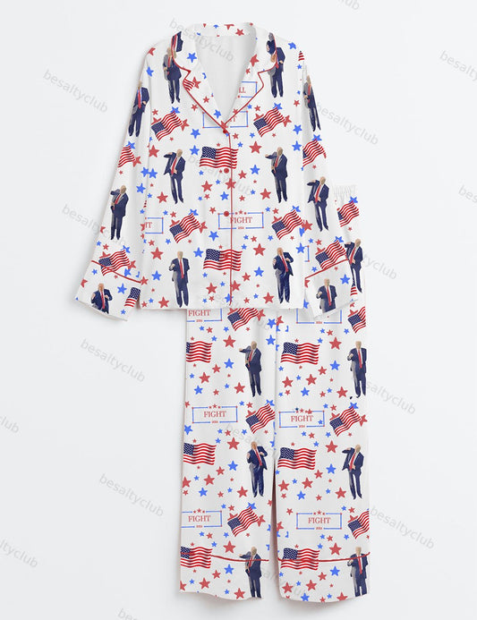Trump 47th Fight Long Sleeve Pajama Set