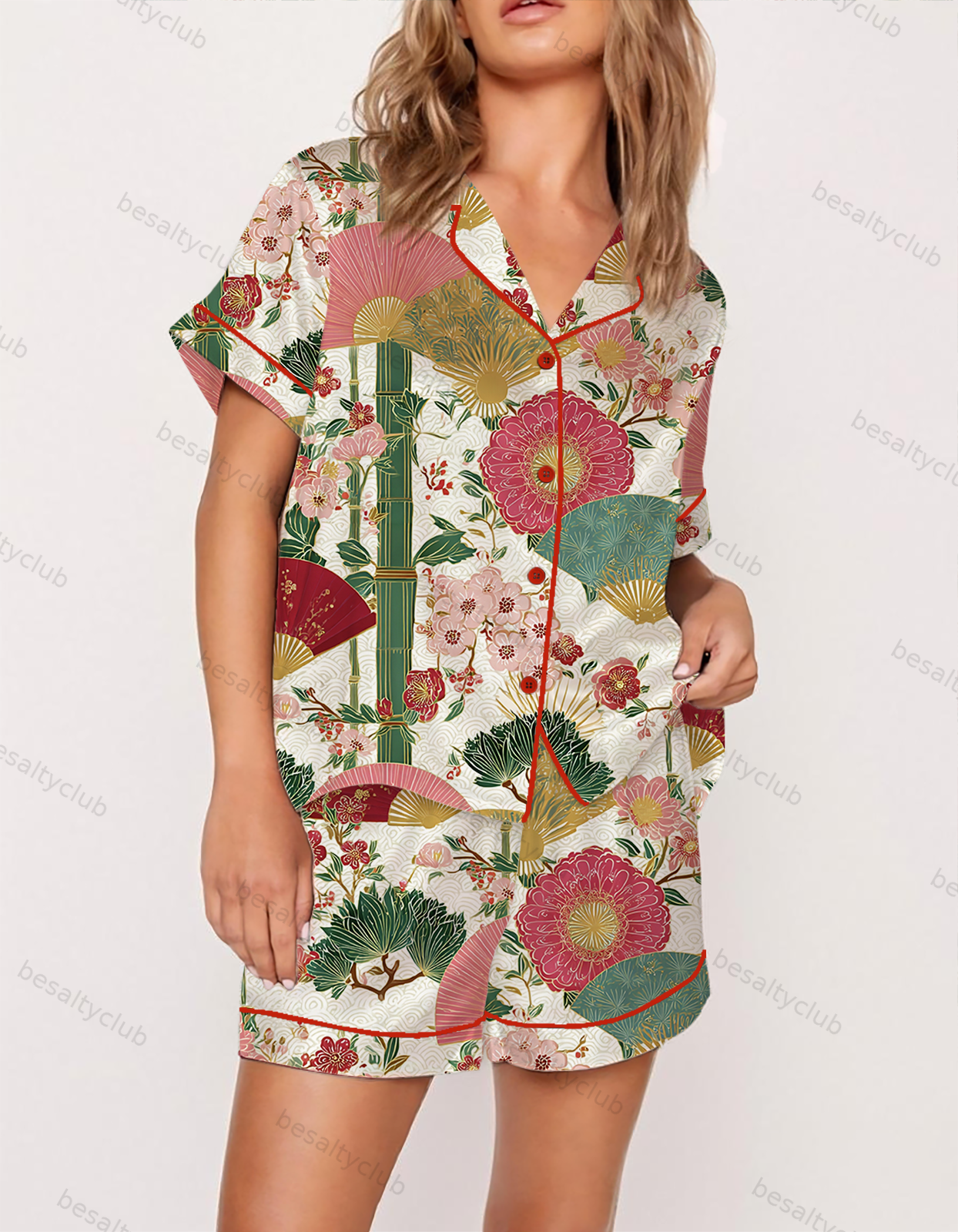 Vintage Japanese Tracery Satin Pajama Set