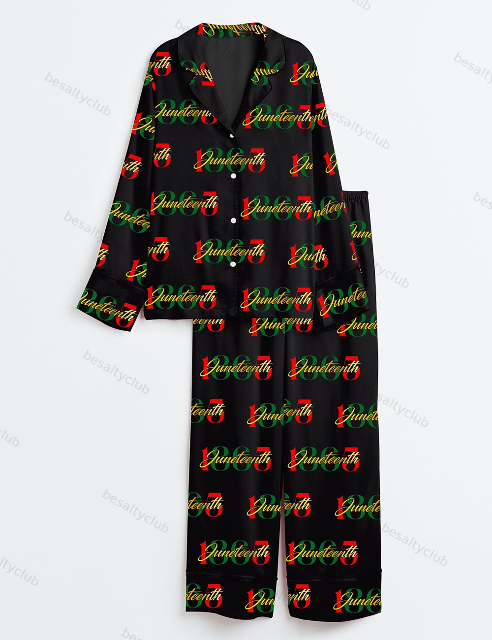 1865 Juneteenth Black Freedom Day Juneteenth Celebration Long Sleeve Satin Pajama Set