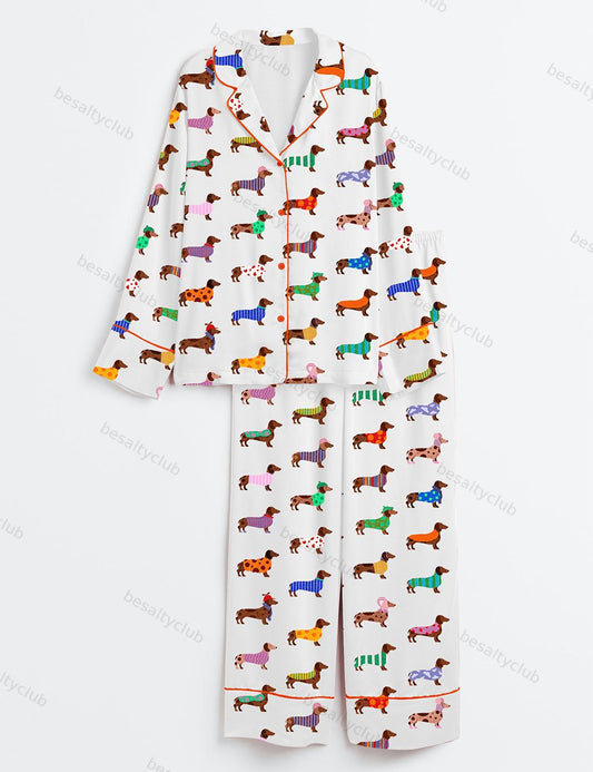 Dachshund Cute Dog Long Sleeve Pajama Set