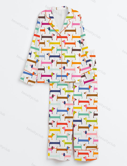 Watercolor Dachshund Long Sleeve Pajama Set