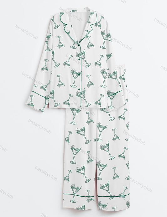 A Tini Bit Irish St. Patrick's Day Retro Irish Vibes Long Sleeve Satin Pajama Set