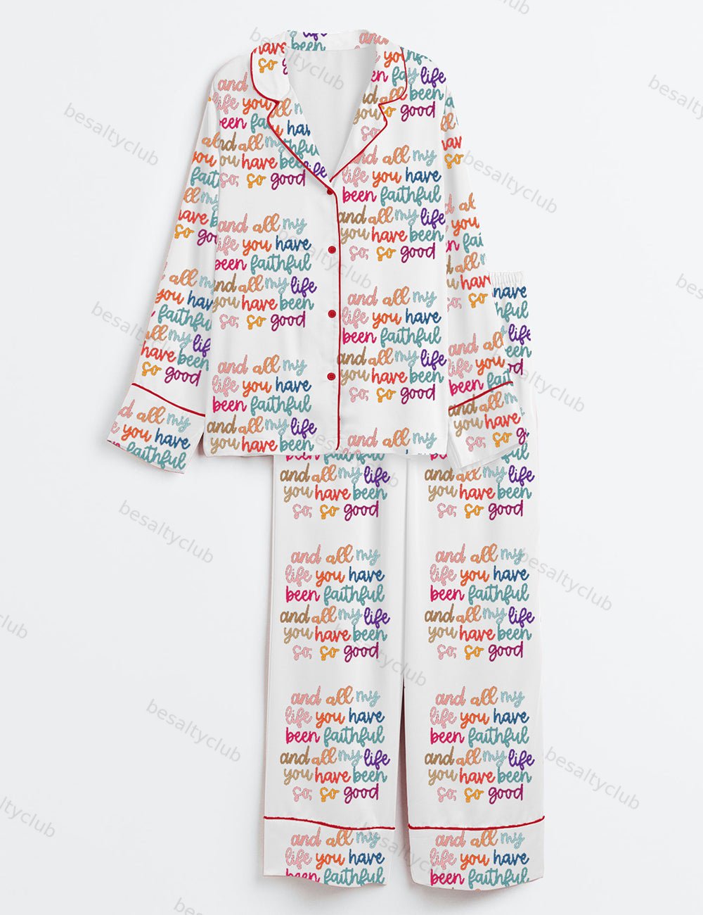 And All My Life You Have Been Faithful Long Sleeve Satin Pajama Set