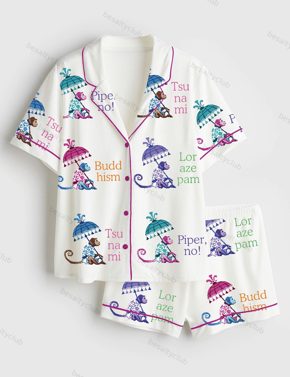 Lotus Cocktail The Wife Lotus Short Sleeve Satin Pajama Set