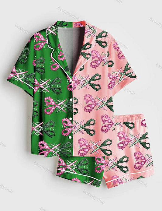Wicked Short Sleeve Satin Pajama Set