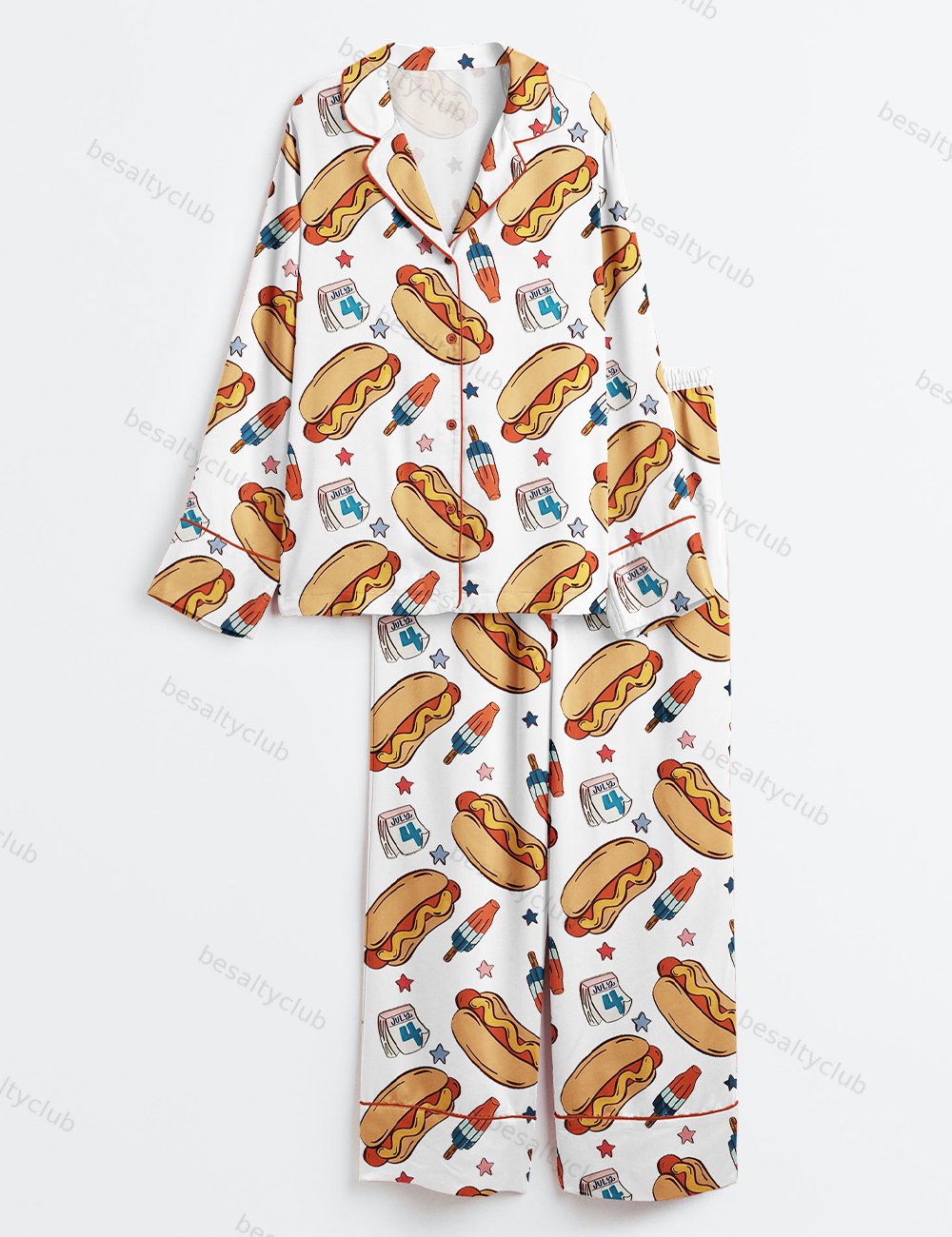 You Look Like The Fourth Of July Long Sleeve Satin Pajama Set