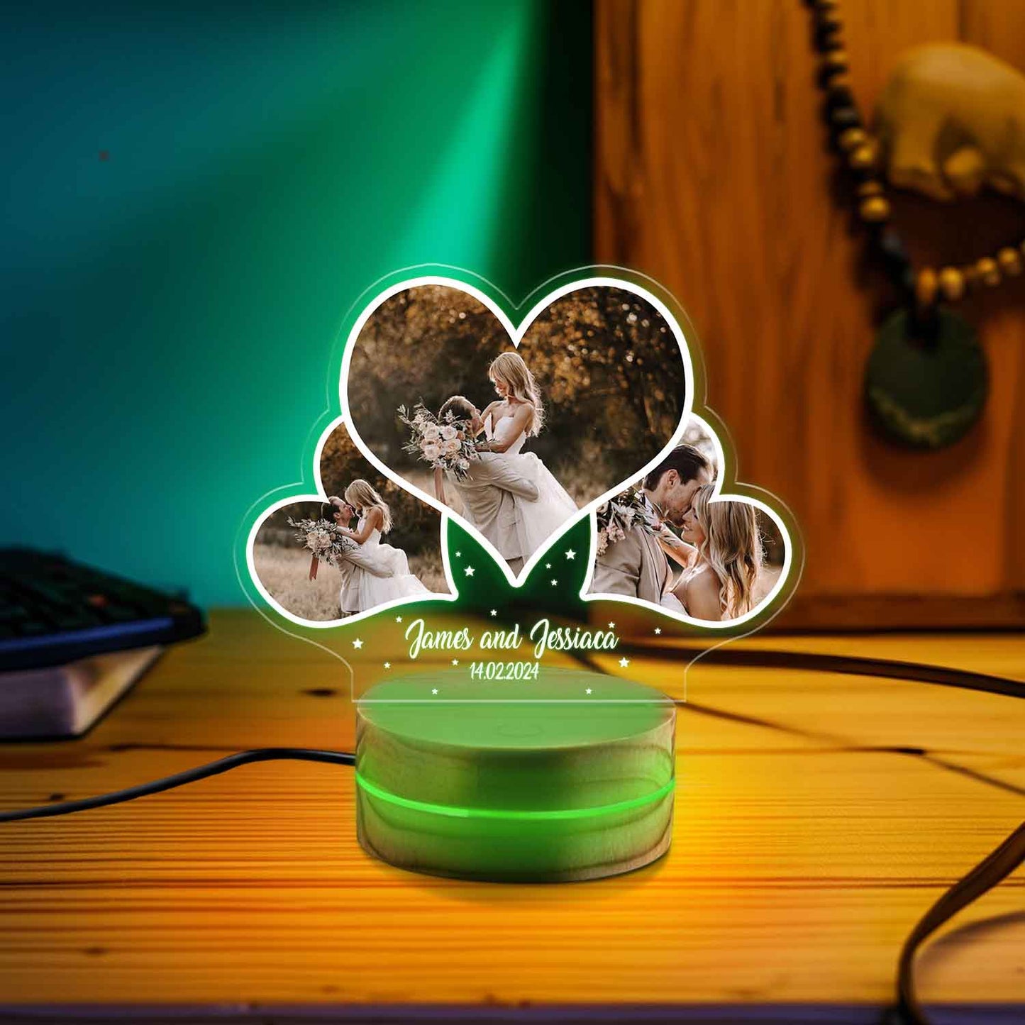 Personalized Heart LED Name Light, Infinity Heart Valentines Gift, Couple Picture Night Light, Anniversary Gifts For Him/Her, Wedding Gift