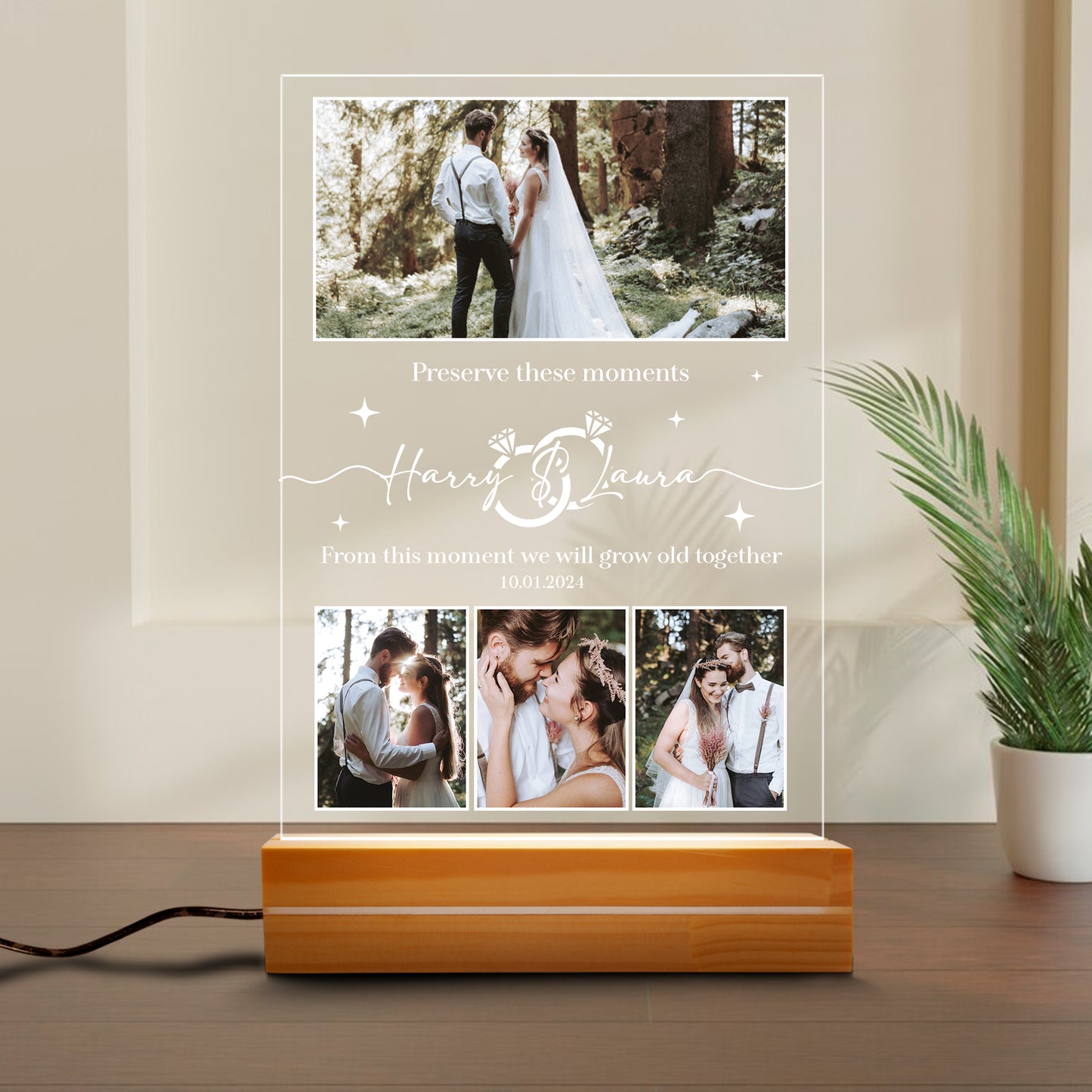 Custom Photo Collage LED Light, Personalized Photo Frame Light, Custom Photo Plaque, Photo Night Lamp,Personalized Night Light, Wedding Gift