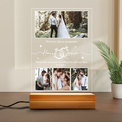Custom Photo Collage LED Light, Personalized Photo Frame Light, Custom Photo Plaque, Photo Night Lamp,Personalized Night Light, Wedding Gift