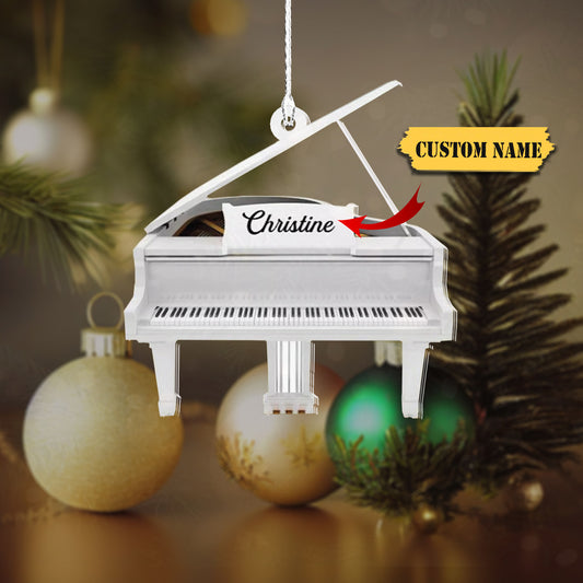 White Piano Christmas Ornament Personalized Piano Ornament For Piano Lover Chr, Ornament Decoration, Ornament For Gift, Ornament Christmas