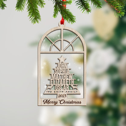 Personalized Family With Beagle Dog Ornament Christmas, Christmas Tree Ornament, Ornament Dog