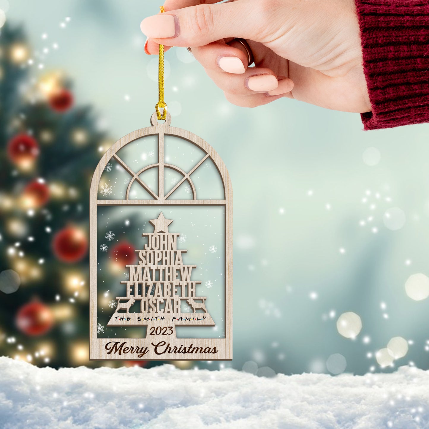 Personalized Family With Beagle Dog Ornament Christmas, Christmas Tree Ornament, Ornament Dog