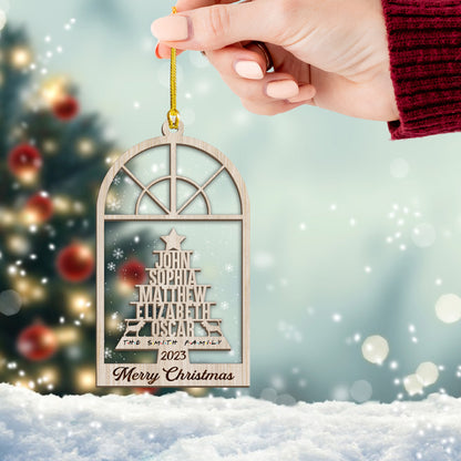 Personalized Family With Beagle Dog Ornament Christmas, Christmas Tree Ornament, Ornament Dog