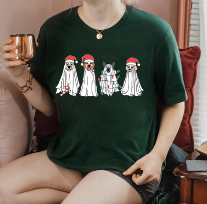 Taibhsí Madraí Le Geansaí Hata Daidí na Nollag, Geansaí Spooky na Nollag, T-léine Taibhsí Madra, Geansaí Nollag, Nollag don Bhronntanas