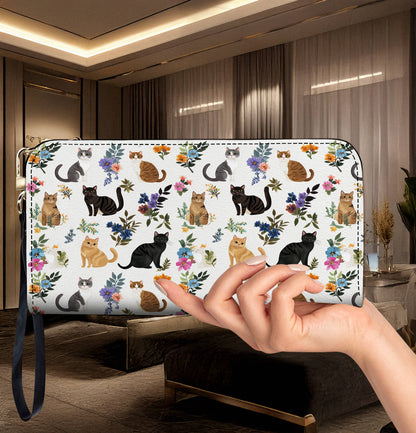 Leather Bag Cute Floral Cats