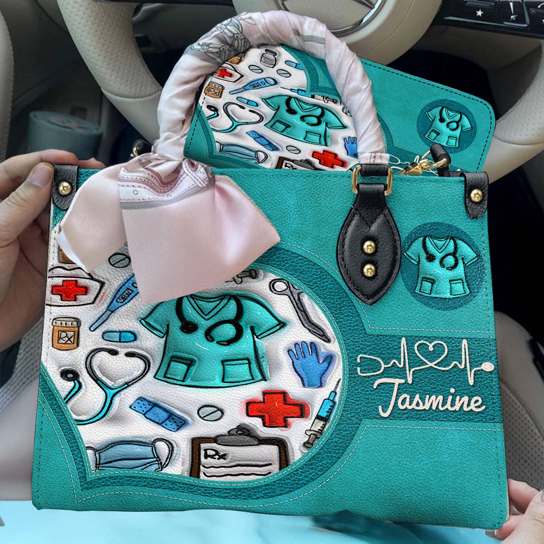 Lorva Personalized Leather Bag Puffy Nurse