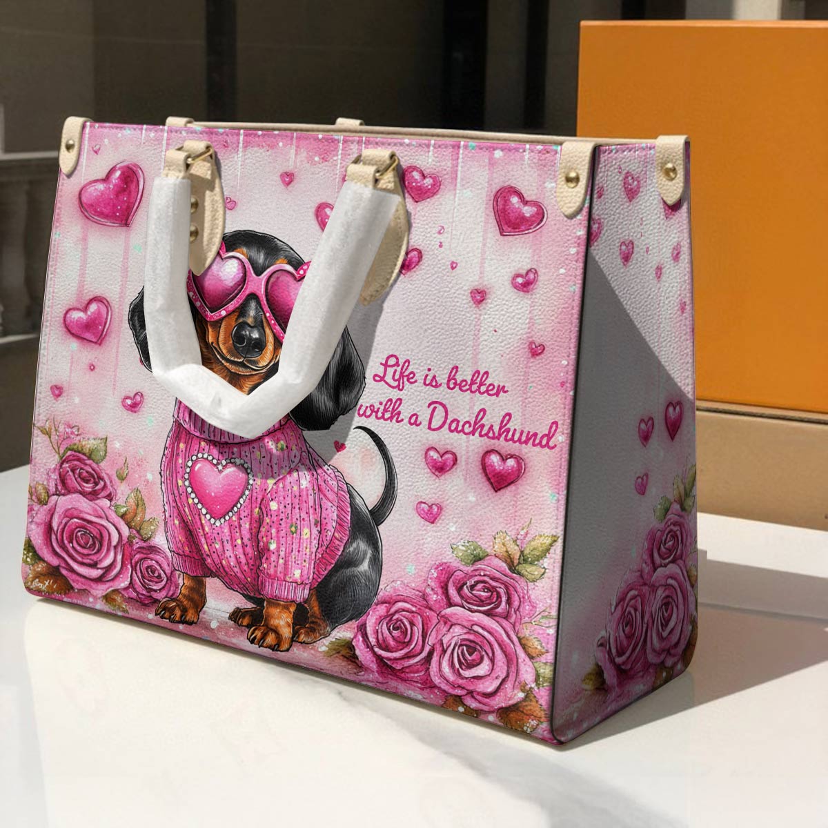 Dachshund Leather Bag Doxie In Love