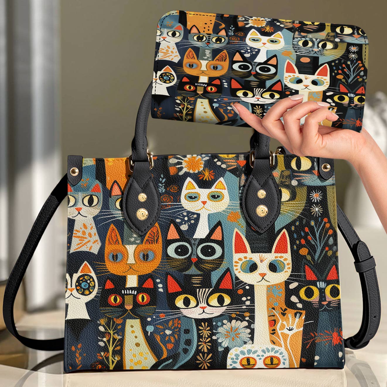 Leather Bag Curious Folk Cats