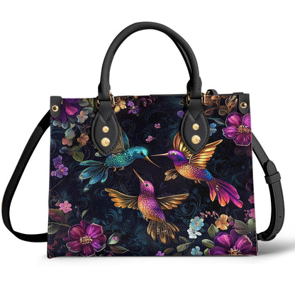 Hummingbird Leather Bag Twilight Blooms