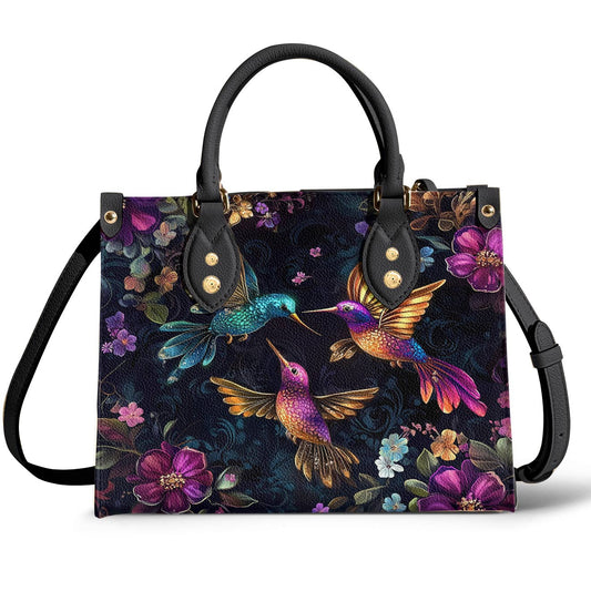 Hummingbird Leather Bag Twilight Blooms