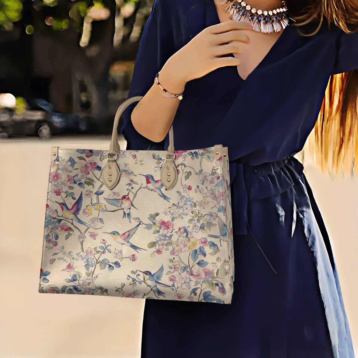 Hummingbird Leather Bag Blossom Whisper
