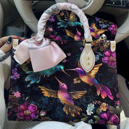 Hummingbird Leather Bag Twilight Blooms