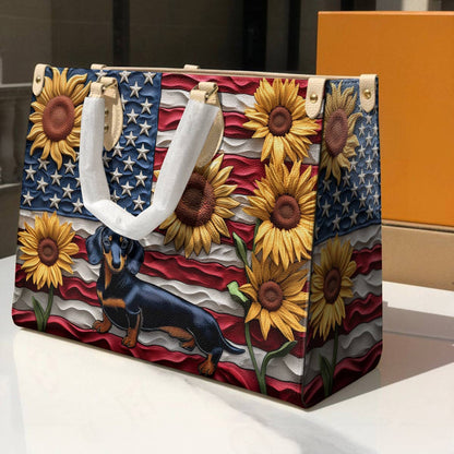 Dachshund Leather Bag American Bloom