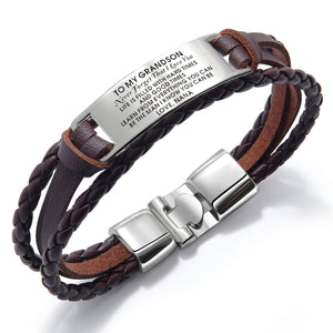 Nana To Grandson - I Love You Leather Bracelet