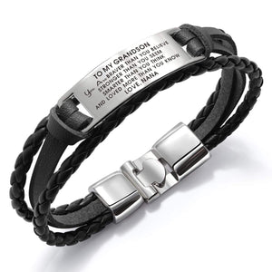 Nana To Grandson - You Are Loved More Than You Know Leather Bracelet