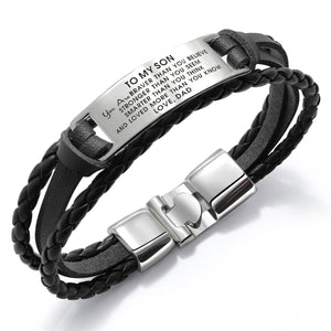 Dad To Son - You Are Loved More Than You Know Leather Bracelet